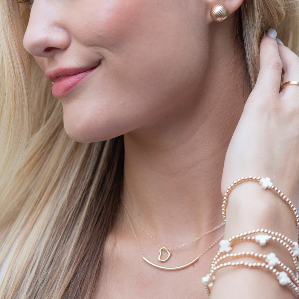 Gold-filled Bliss Bar necklace on a 16-inch chain with rectangular pendant