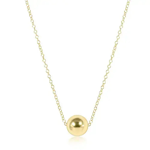 Classic 8mm gold necklace on a 16-inch chain with simple statement beads.