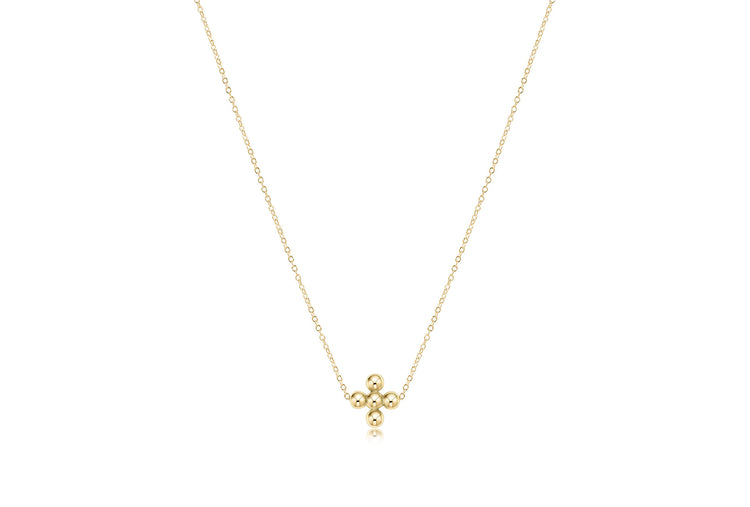Gold beaded necklace featuring a classic signature cross pendant with 4mm beads.