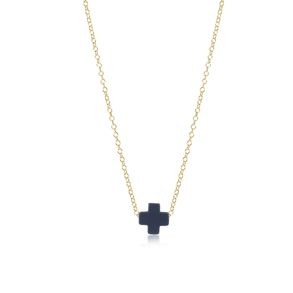 Gold-filled necklace with a signature cross pendant on a 16-inch chain