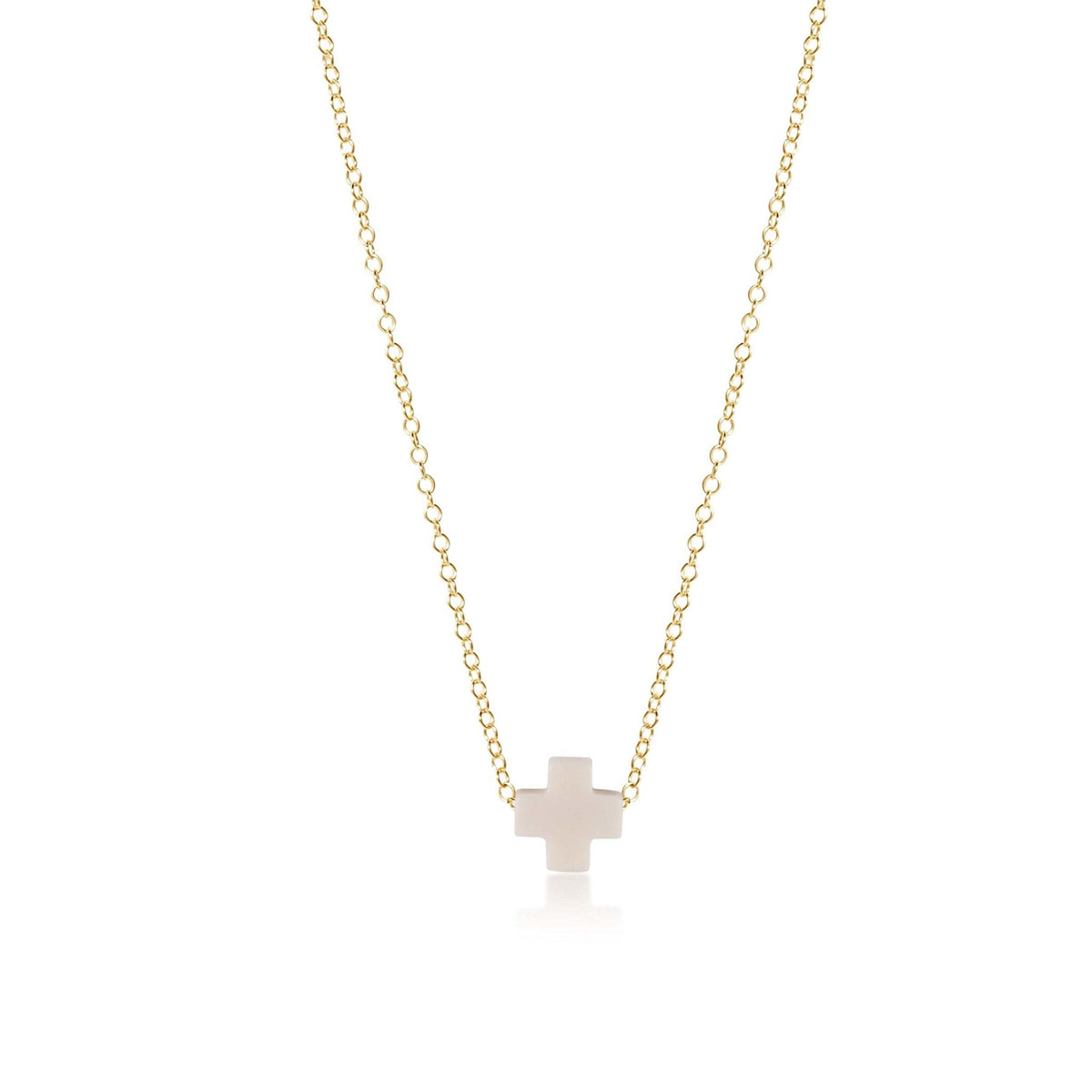 Gold-filled 16-inch chain necklace featuring a signature cross pendant