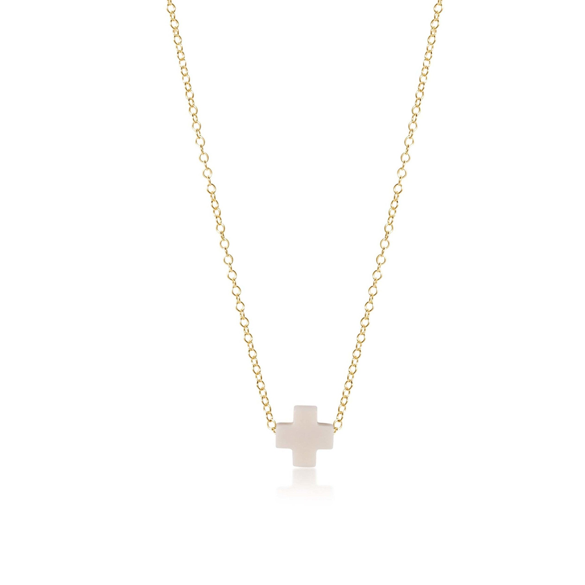 Gold-filled 16-inch chain necklace featuring a signature cross pendant