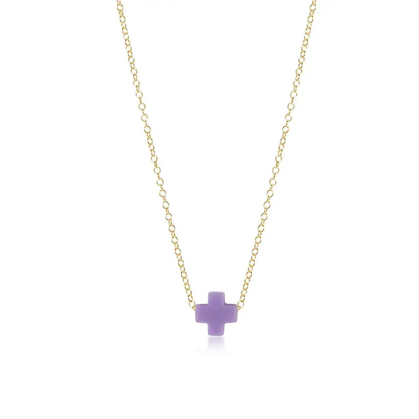 Gold-filled 16-inch chain necklace featuring a signature cross pendant.