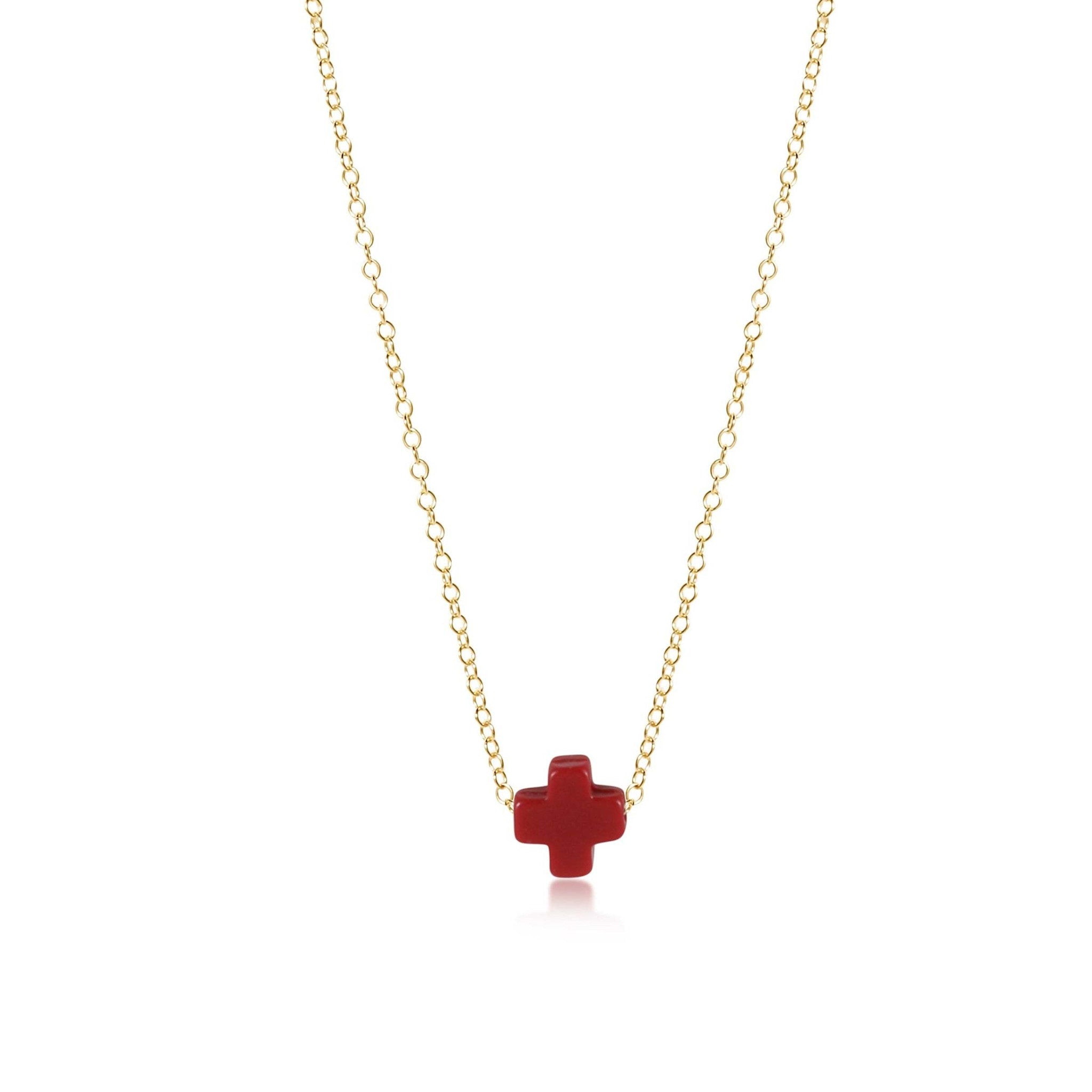Gold-filled signature cross pendant on a 16-inch chain necklace