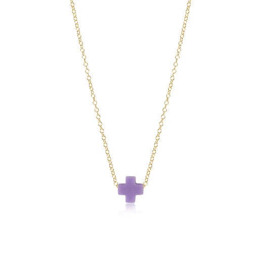 Gold-filled 16-inch chain necklace featuring a small signature cross pendant.