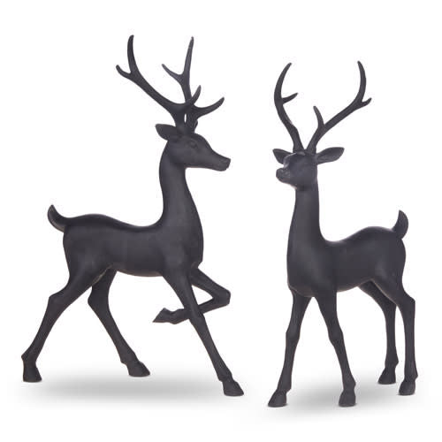 Matte black resin deer figurine with a naturalistic antlered silhouette.