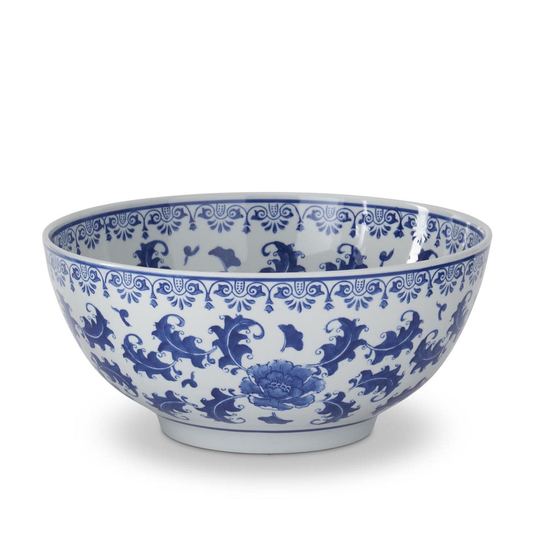 16.25 Inch Blue & White Chinoiserie Ceramic Bowl