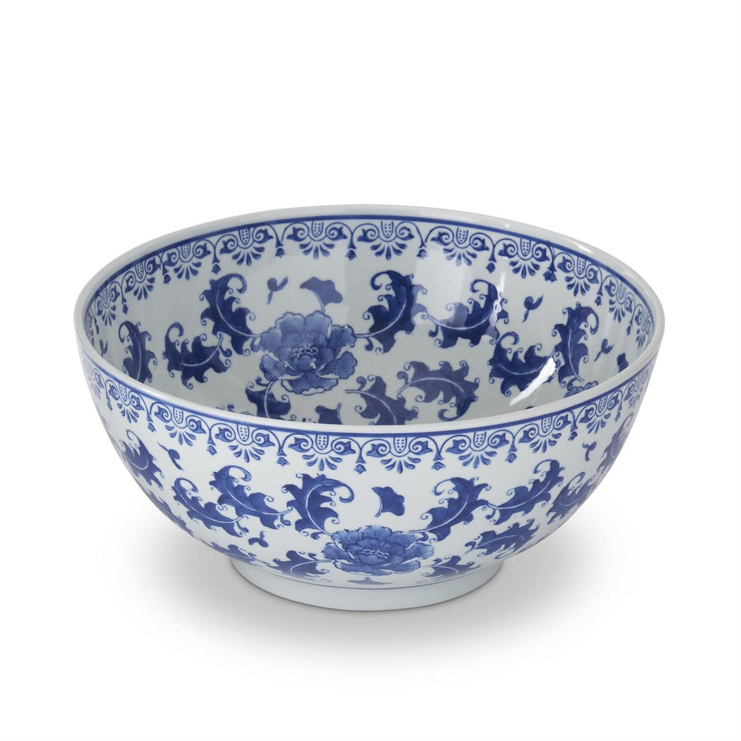 16.25 Inch Blue & White Chinoiserie Ceramic Bowl