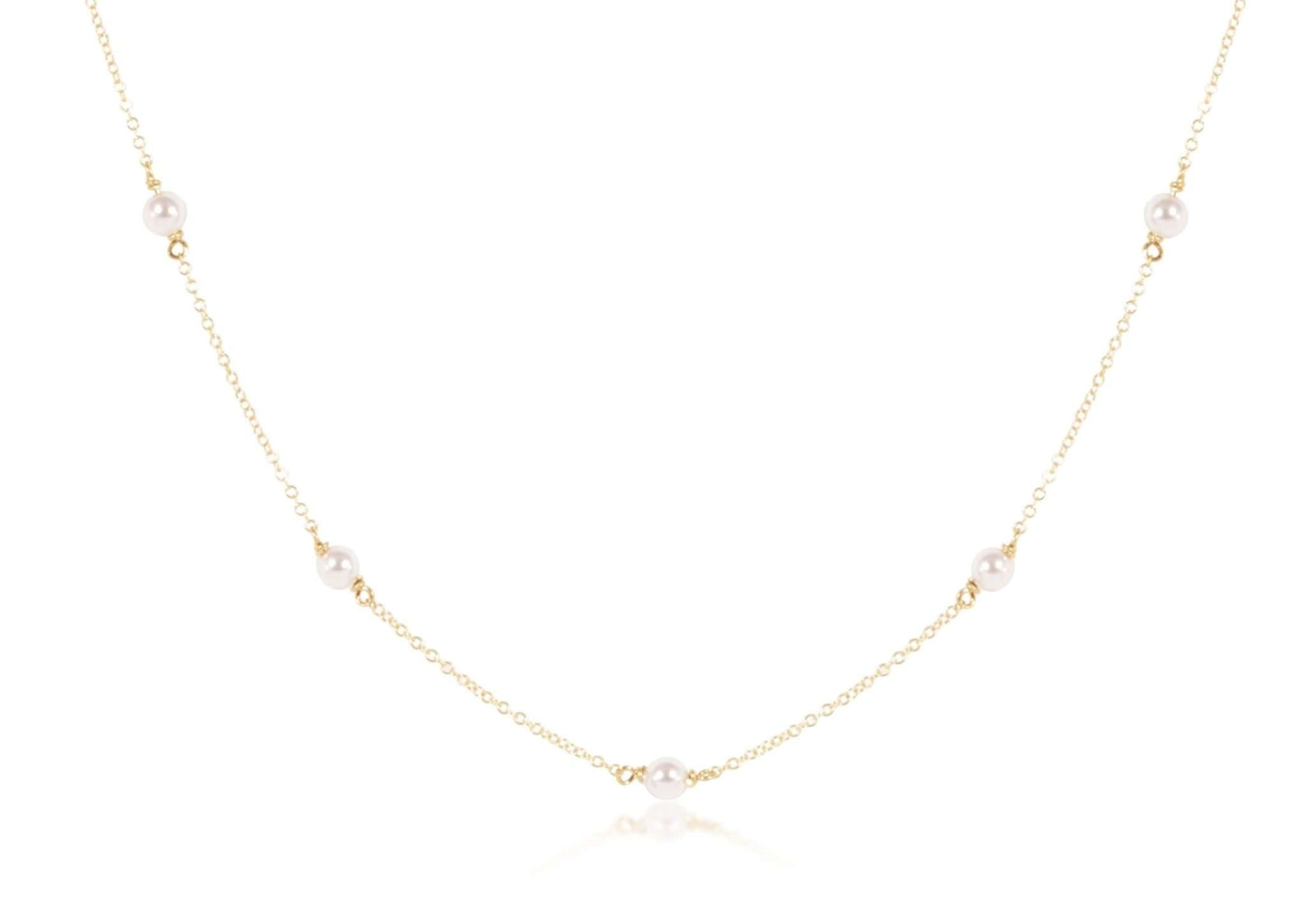 Gold-filled choker necklace featuring a 4mm pearl pendant on an adjustable chain.