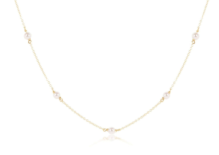 Gold-filled choker necklace featuring a 4mm pearl pendant on an adjustable chain.