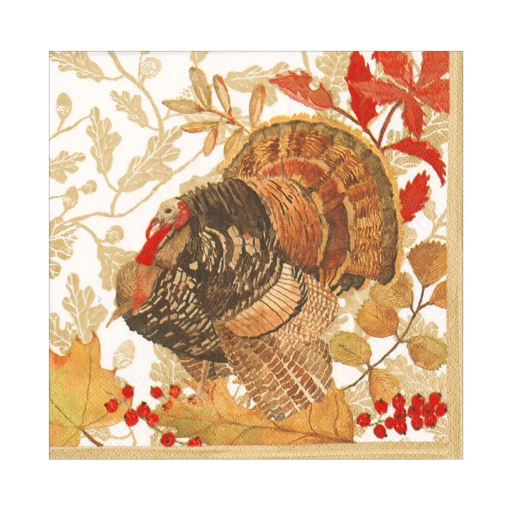 Pack of Caspari triple-ply luncheon napkins featuring museum artwork designs printed in Germany.
