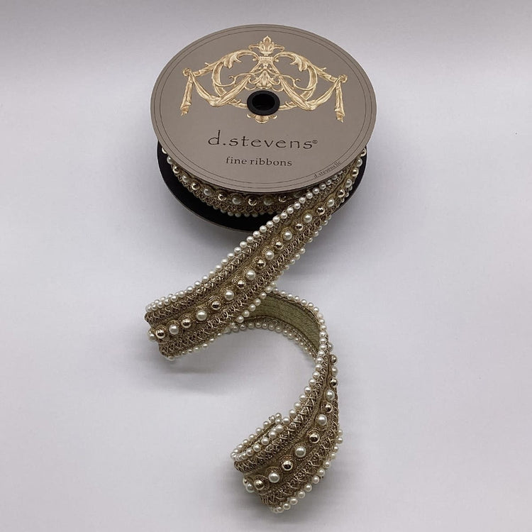 Gold metallic Poiret trim ribbon with a pearl-like sheen