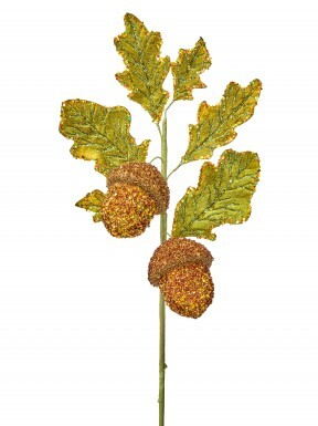18 inch Glitter Beaded Acorn Spray