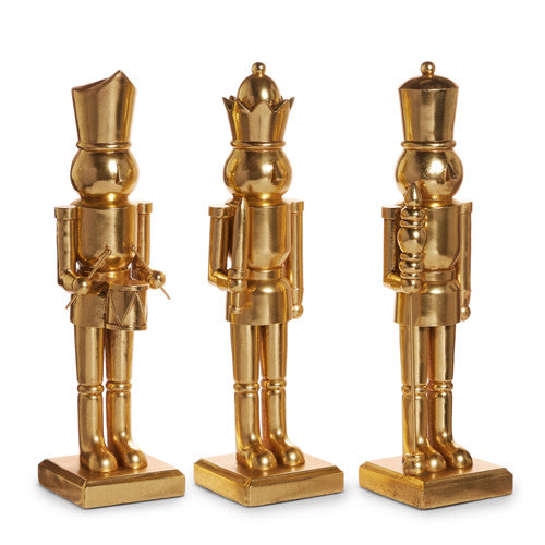 Eighteen-inch gold resin nutcracker with classic soldier silhouette standing on a base.