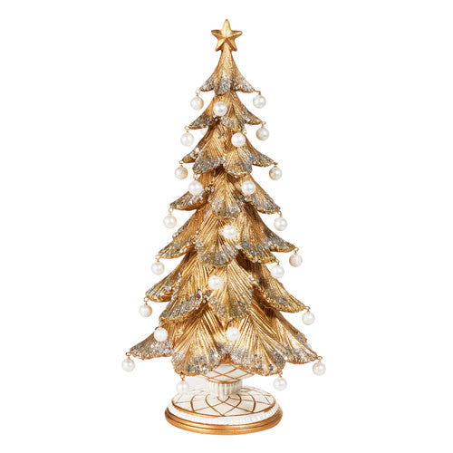 Eighteen-inch gold resin tree with pearl accents