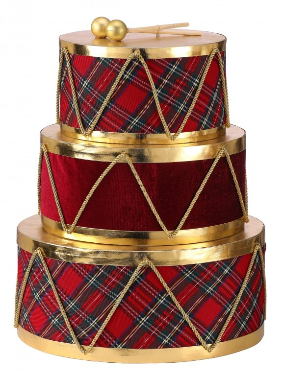 18" Plaid Velvet Drum Triple Stack