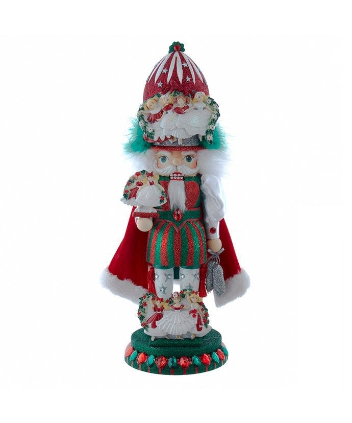 Wooden dancing nutcracker figure featuring nine elegantly dressed ladies in vibrant colors with intricate embellishments.