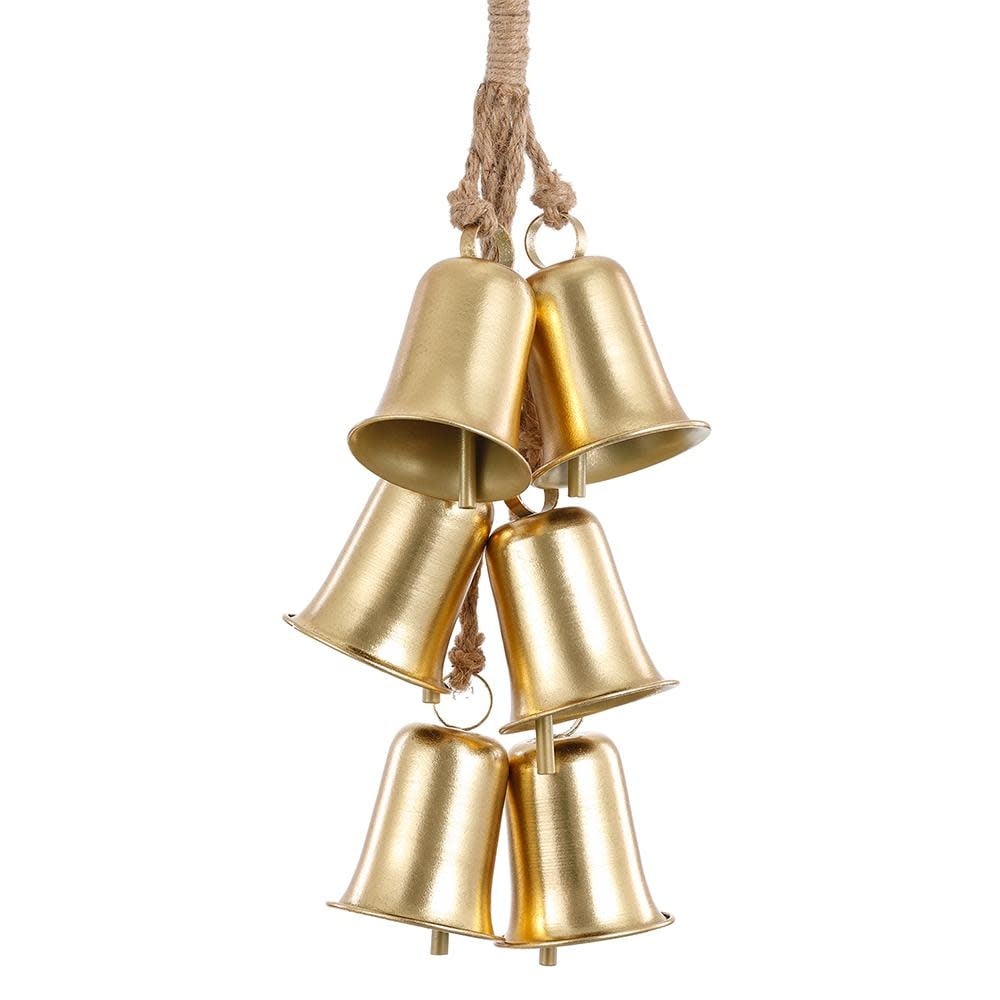 Gold metal bell door knob hanger with rope cord