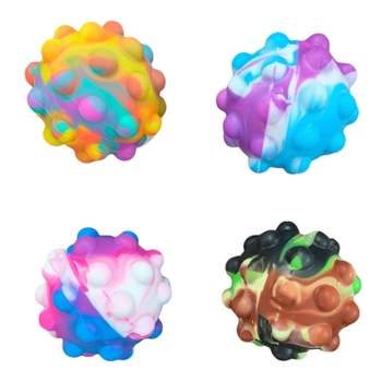 Soft blue silicone Pop It fidget ball with tactile dimples.