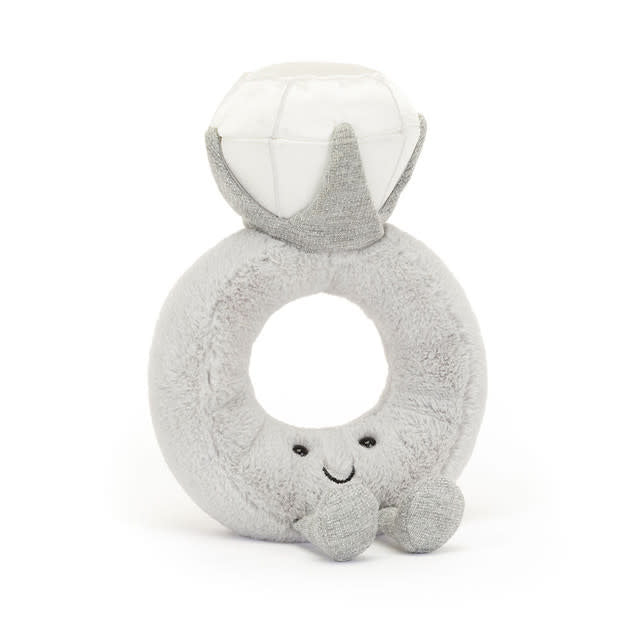 Amuseables Diamond Ring toy with glitter jersey fabric, velvet silver fur ring base, and satin soft diamond top.