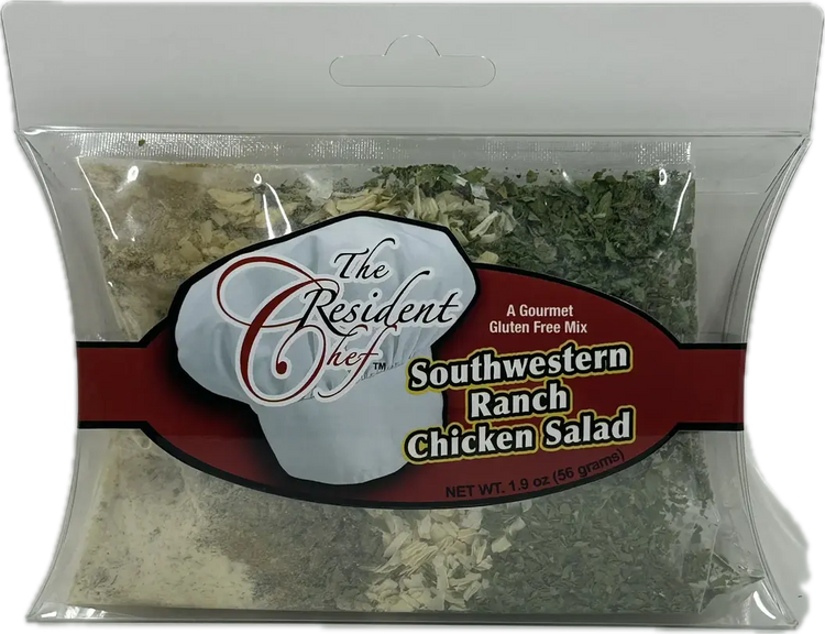 Southwestern Ranch Chicken Salad mix package with visible ingredients like cream cheese and diced tomatoes.