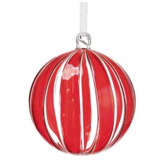 Red clear glass ball ornament with a reflective surface
