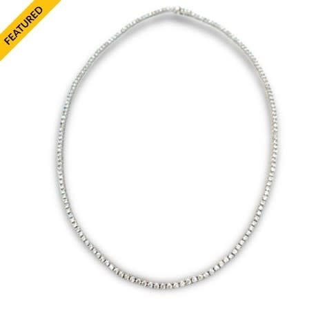 London Tennis Necklace with white gold finish CZ stones in a classic box closure