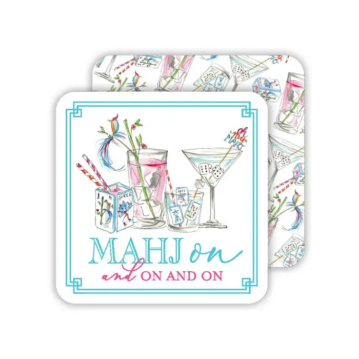 Square reversible coaster with coordinating patterns on both sides.