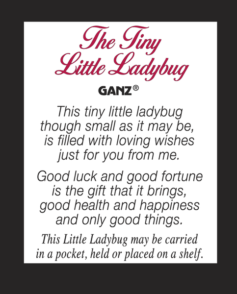 Tiny ladybug charm with red body, black spots, white head antennae, and gold-tone metal bail.