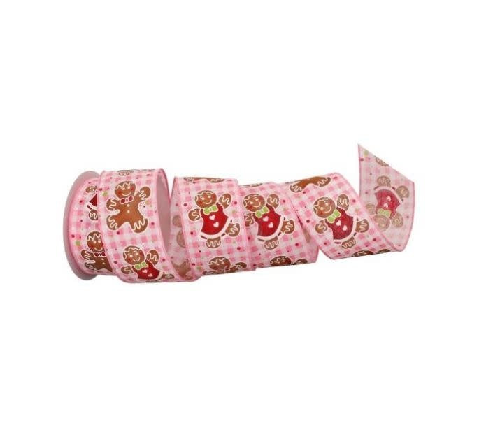 2.5"X10y Pink Check Gingerbread Ribbon