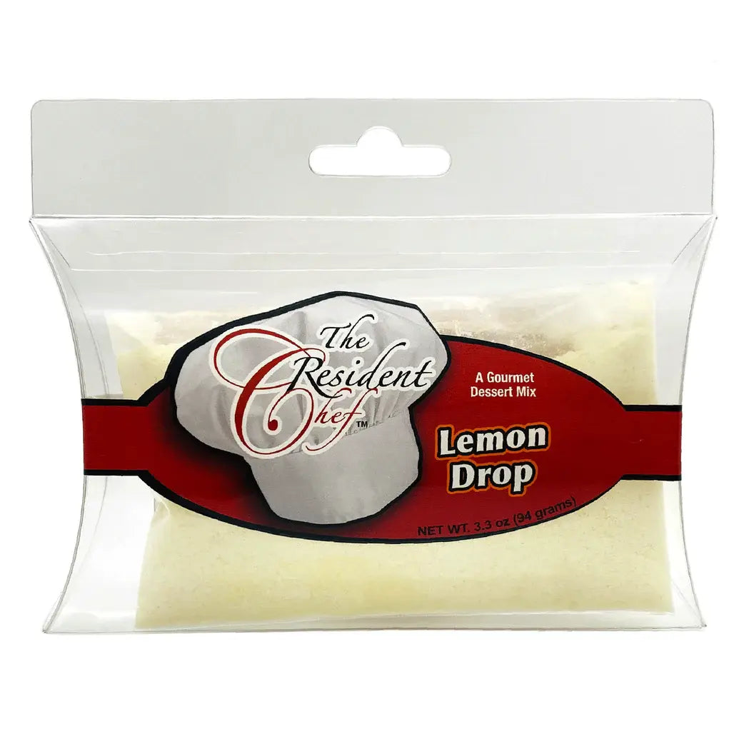 White tub of Lemon Drop dessert mix with whipped topping packet