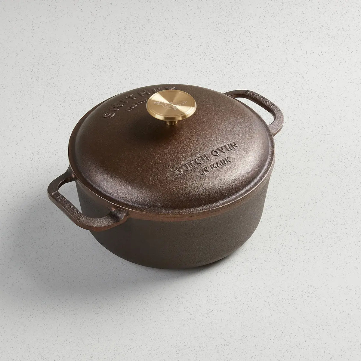 Polished cast iron Dutch oven with stainless steel knob