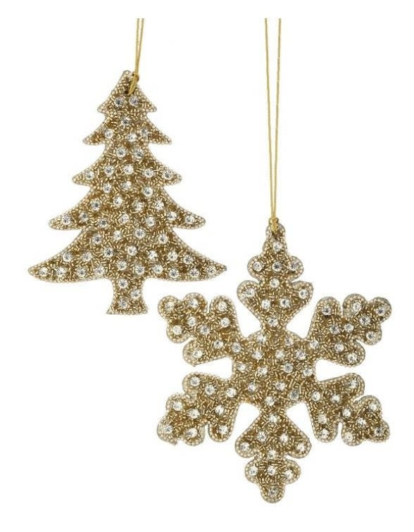 Round glitter ornament with silver sequins on a gold rim
