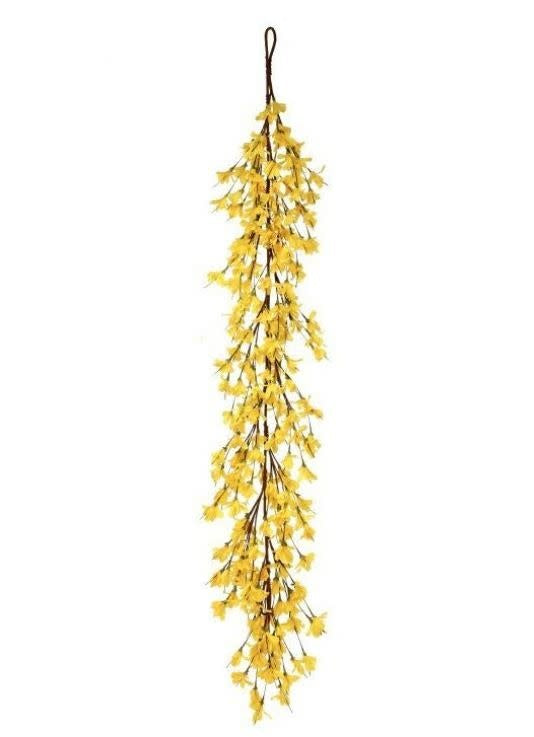 60-inch Forsythia garland featuring yellow artificial flowers on a green stem.