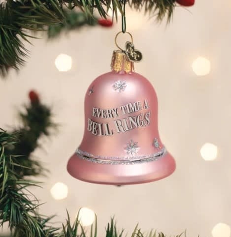 3-inch Christmas bell ornament with angel wings motif