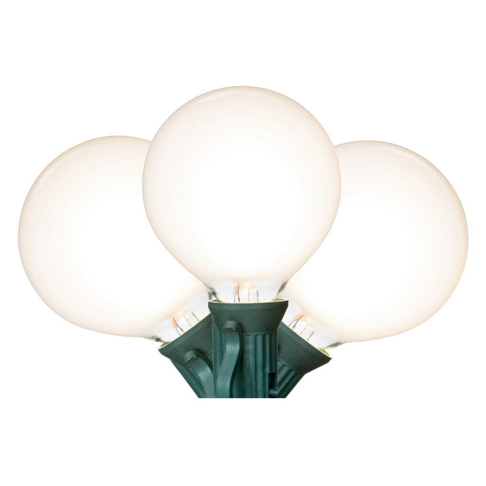 Set of fifteen pink glass LED filament bulbs with green wires arranged in a grid pattern.