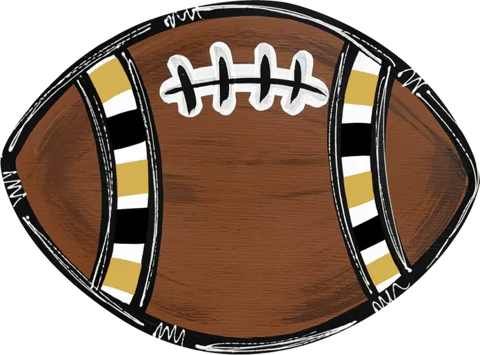 Wooden football-shaped door hanger with a natural wood finish.