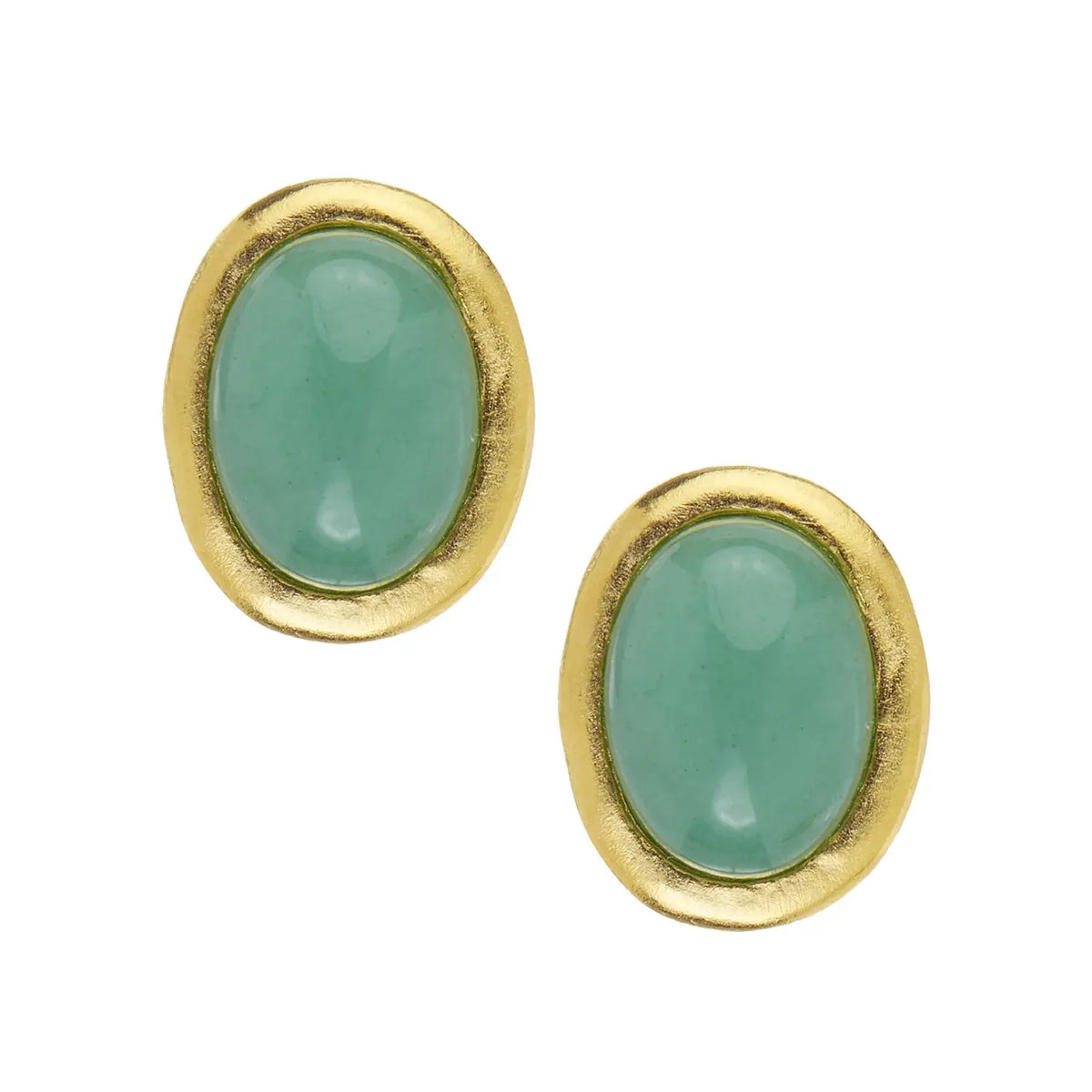 Caroline Studs earring with a richly-colored genuine stone cabochon in triple-plated 24K gold.