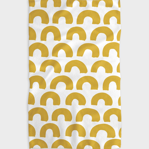 Recycled polyester waffle weave tea towel with single-sided print