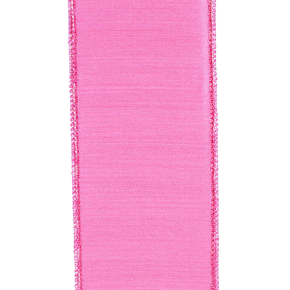 Pink wired dupioni ribbon with horizontal cabana stripes