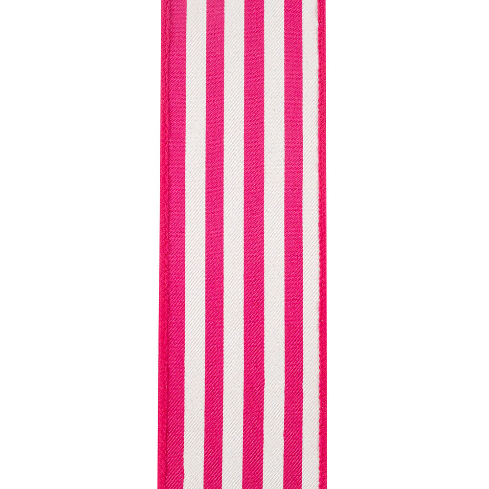 Two-and-a-half-inch wide striped twill dupioni fabric with wired backing in a neutral tone.