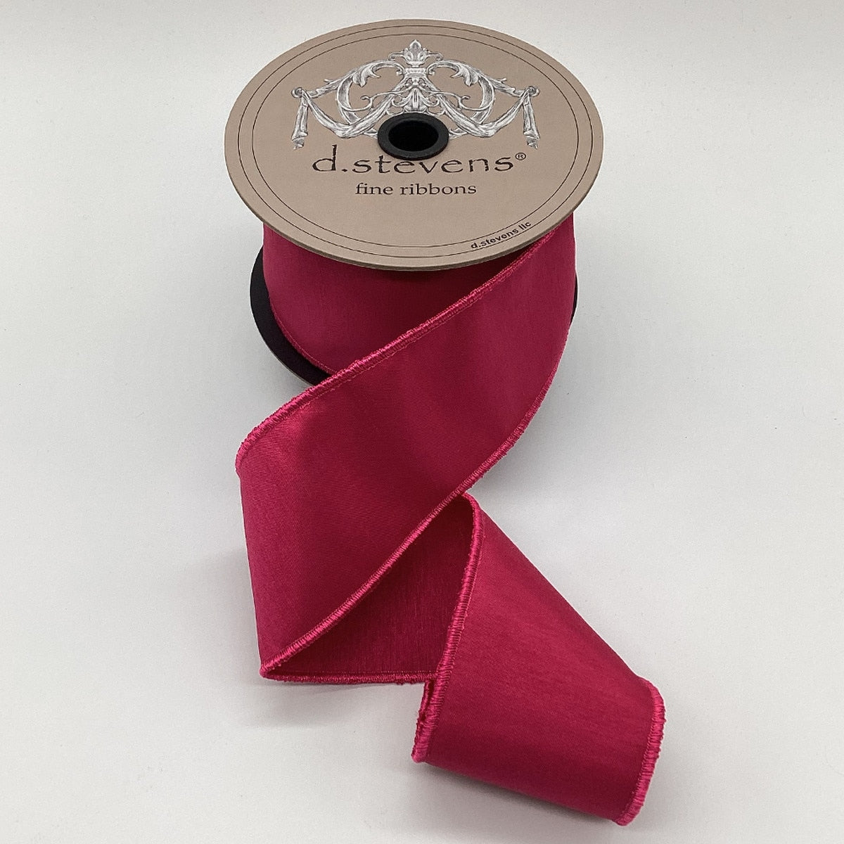 2.5 inch hot pink faux dream dupion ribbon on a d.stevens spool.