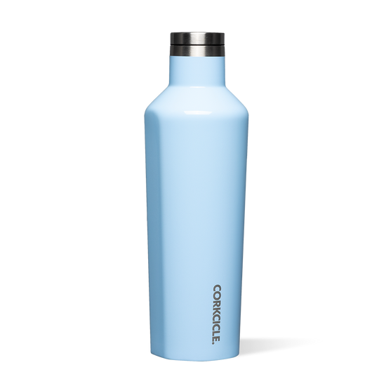 Triple-insulated Corkcicle canteen water bottle in classic color with wide mouth and screw-on cap