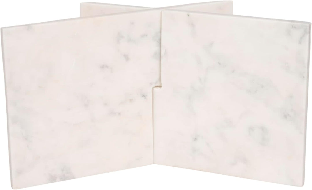 18 in. White Marble Contemporary Sculptural Bookstand