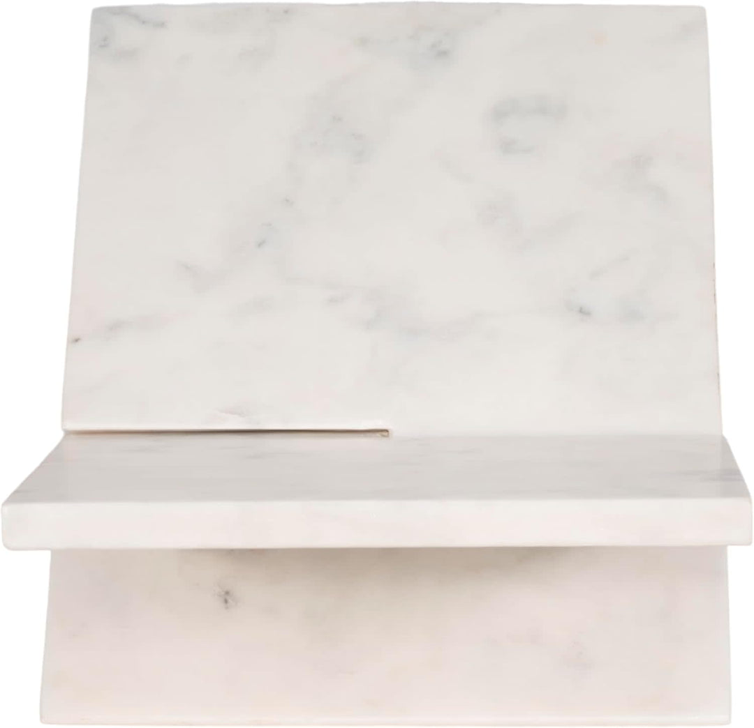 18 in. White Marble Contemporary Sculptural Bookstand