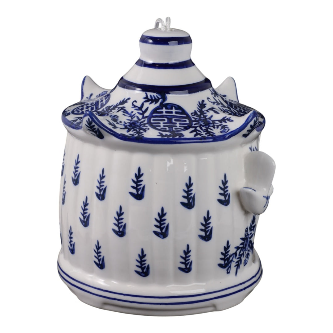 White/Blue Chinoiserie Large Pagoda Bird House