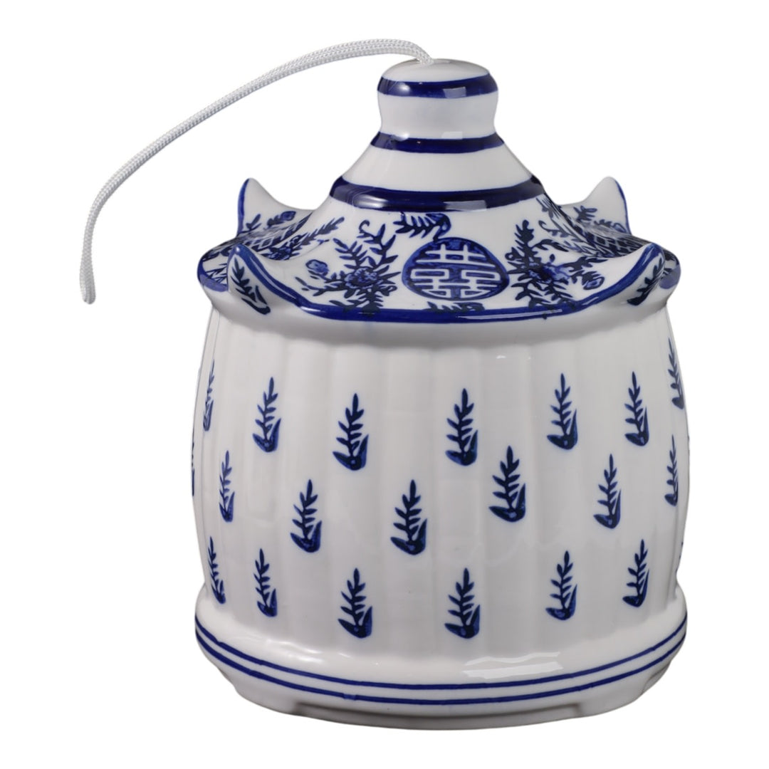 White/Blue Chinoiserie Large Pagoda Bird House