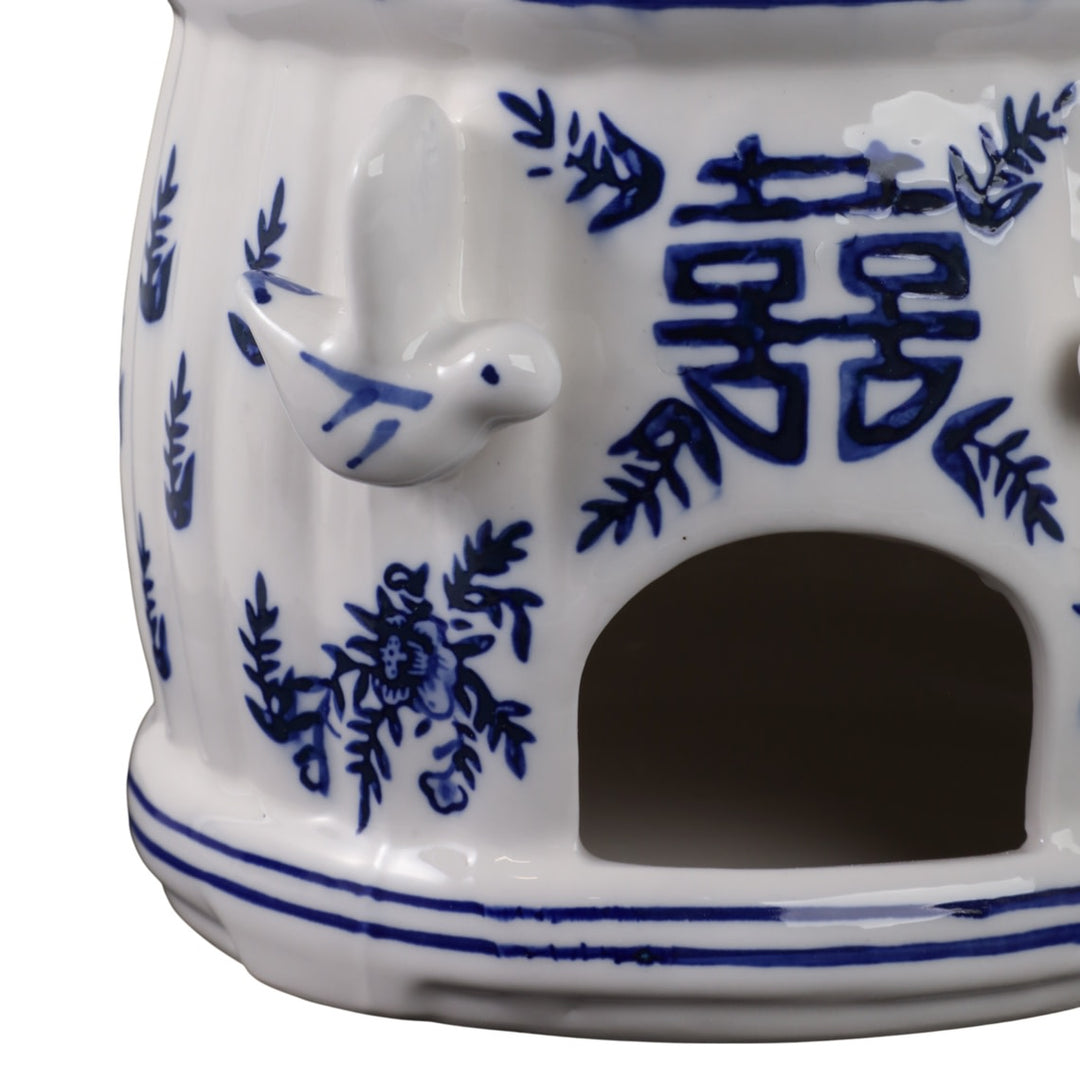 White/Blue Chinoiserie Large Pagoda Bird House