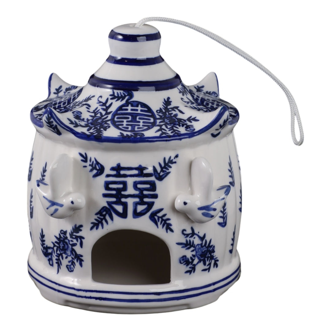 White/Blue Chinoiserie Large Pagoda Bird House
