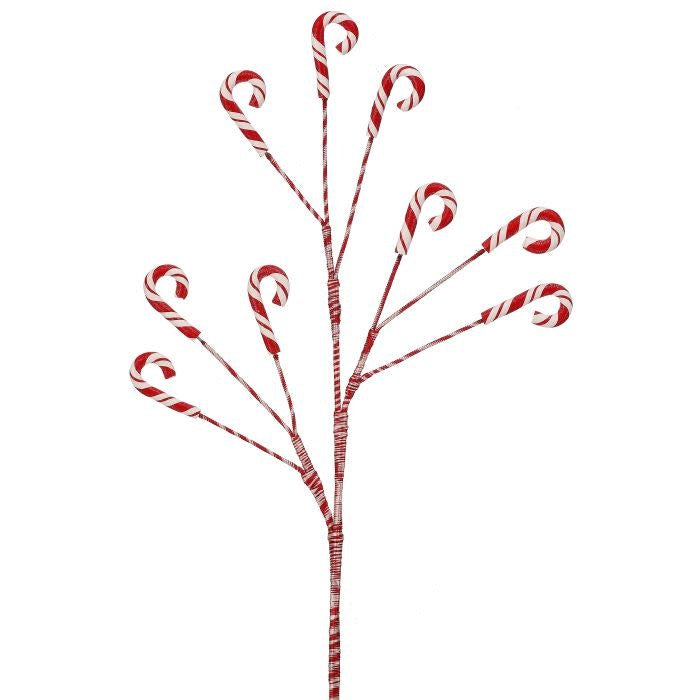Clay dough triple candy cane spray with three vibrant red, green, and white striped canes on a 22-inch festive holiday accent.